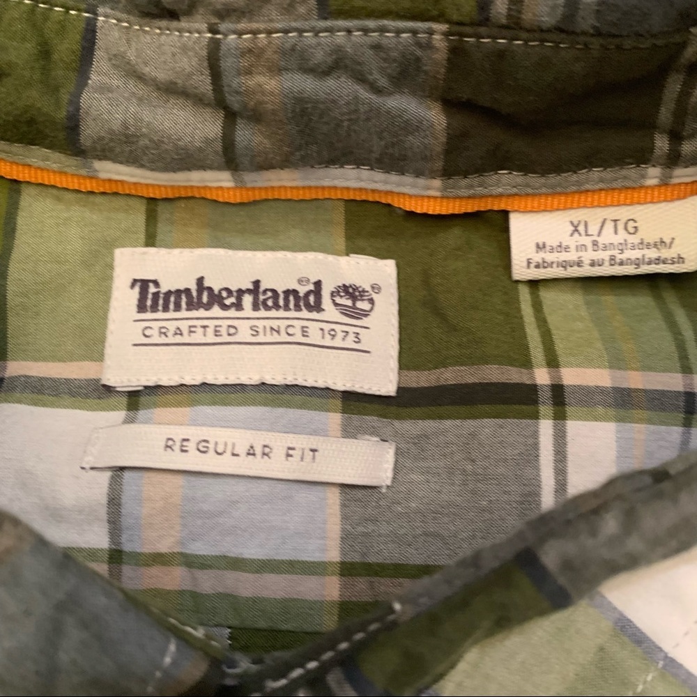 Timberland Button Down Plaid Regular‎ Fit Short Sleeve Shirt Men’s Size XL​ - Picture 4 of 5